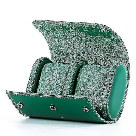 Ur-Rulle - Sort Genbrugt Læder Ur Rejseetui Urrem Opbevaring - 2 Ur Etui