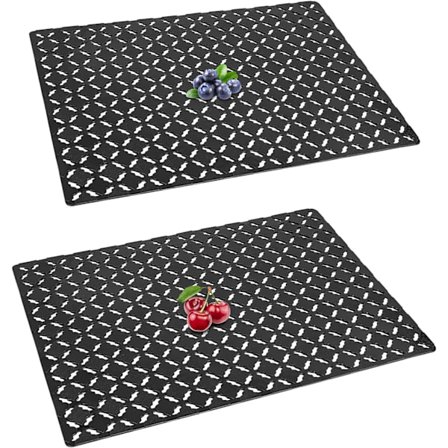 Diskbänksmatta, 2 st Diskbänksskyddsmatta för diskhoar i keramik/rostfritt stål, tillskuren i storlek Dräneringsmatta 30 x 40 cm, svart