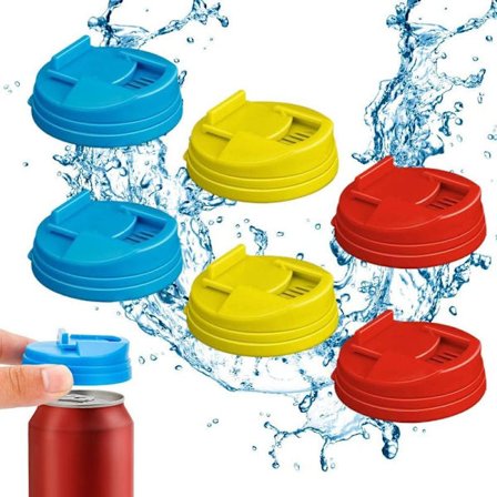 Läskburkslock, Uppgraderade burklock för läsk Cola Burk Lock Runda Skydd, Återanvändbara Plastburk Spillskydd eller Skydd För Passform (6-pack)