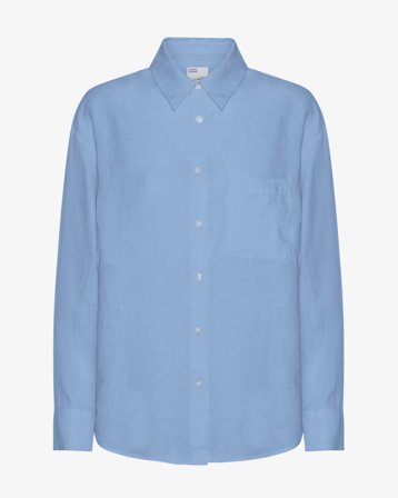 Linen Oversized Shirt - Seaside Blue S
