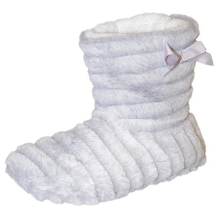 Slumberzzz Dam/dam Fringed Boot Tofflor Uk 3-4 Grå