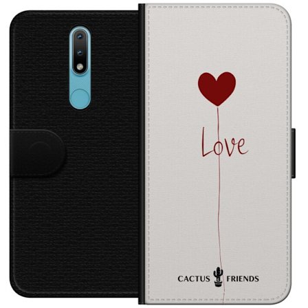 Kompatibelt Plånboksfodral till Nokia Nokia 2.4 Cactus and Friends - Love Balloon Minimal