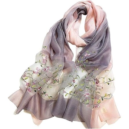 Mulber Väriliukuvärjätty Iso Silkki-villakirjailtu Silkki Huivi