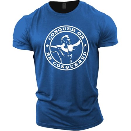 Gymtier Bodybuilding T-shirt för män - Arnold Schwarzenegger Conquer - Gym Training Top