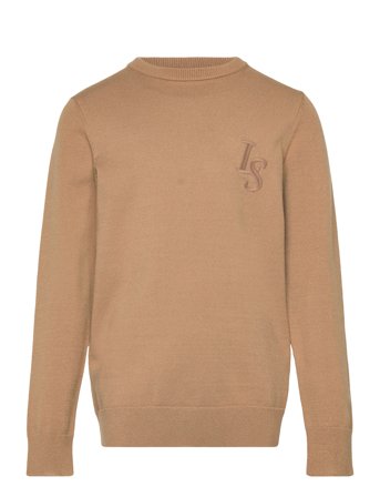 L&S Monogram Crew Neck Jumper Brown Lyle & Scott