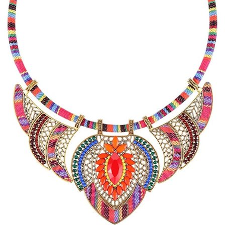 Farverig Festival Etnisk Choker Halskæde Boho Perler Bib Halskæde