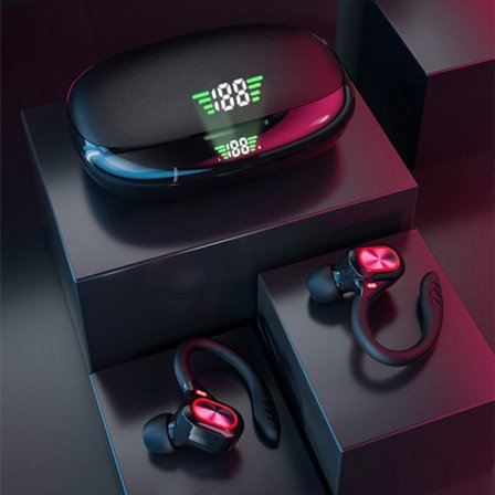 Bluetooth-hörlurar i örat, trådlösa Bluetooth 5-hörlurar, LED-display,