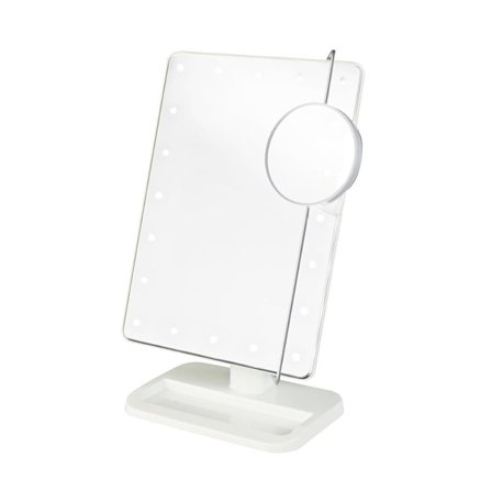 UNIQ Hollywood Spegel Med LED-ljus + Liten Spegel Med 10 x Förstoring - Vit