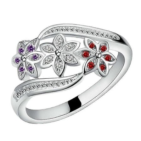 Utsökta Smycken Ring Kärleksringar Dam Söta Blommor 925 Sterling Silver Ring Charm Zirkon Inlagd Fest Smycken Vigselring Bästa Gåvor