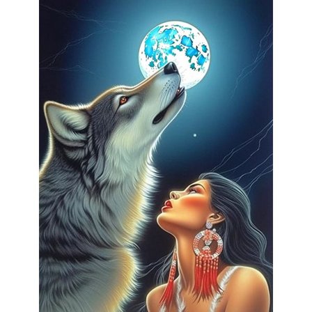 5D Diamant Maleri DIY Diamant Maleri (30*40cm), Skønheden og Ulven