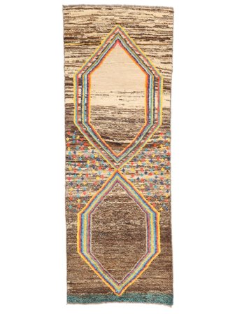 Berber Colourful Rug 74X208 Runner Brown/Orange Wool, Afghanistan