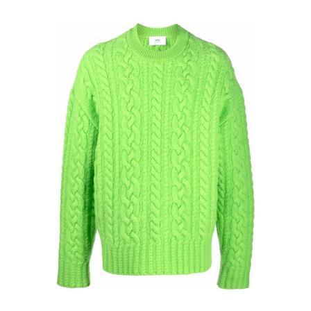 Ami Paris, Round-neck Knitwear Groen, Heren, Maat:L