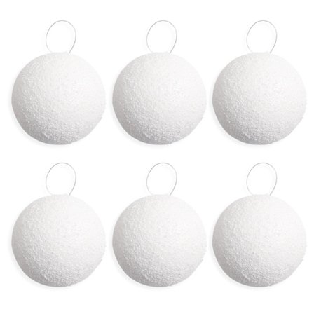 6 st 4/6/8 cm Julsnöboll Vit Skum Bröllop Julgran Hängande Boll Ornament Hänge (8 cm, 6 st)