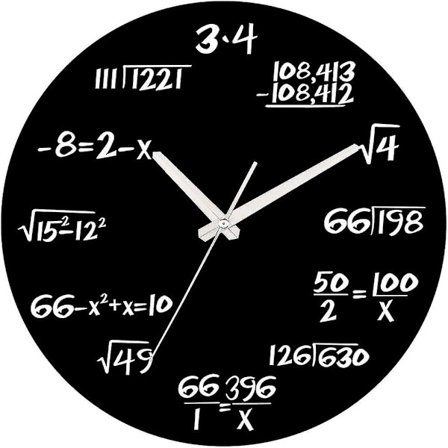 Moderne Kreativ Tal-Ur med Træ, Sort Matematik Vægur