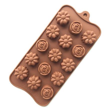 Blomma Ros Blommor Silikonform Chokladform Pralinform Brun