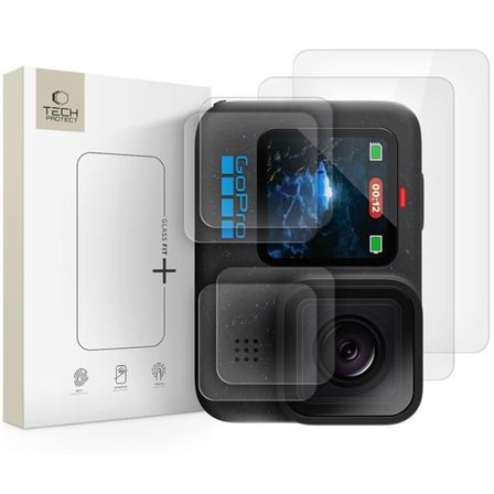 Tech-Protect Glass Fit+ 2-pakning herdet glass for GoPro Hero 9 / 10 / 11 / 12 - gjennomsiktig