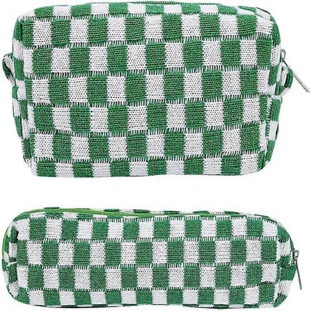 2 stk. ternede kosmetiktasker penalhus bærbar rejse toilettaske ternede penalhuse makeupbørster opbevaringspose papirorganisator
