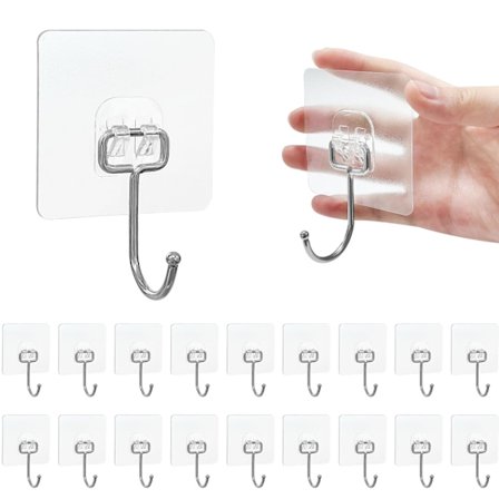 Selvklæbende kroge, multifunktionelle kroge til håndklæder, vægkroge uden boring, vandtætte, til badeværelser, køkkener, lofter, soveværelser (20 stk.