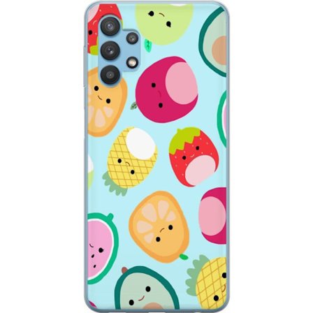 Kompatibelt Mobildeksel til Samsung Galaxy A32 5G Mønster av kawaii-frukter som jordbær sitron ananas og avocado på lyseblå bakgrunn