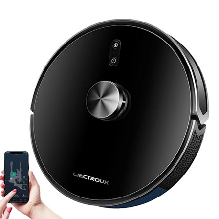 Liectroux Robotdammsugare, 6500Pa Sugkraft, Smart APP-kontroll,Svart
