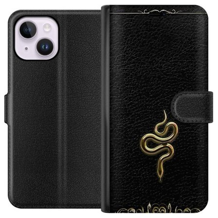 Kompatibelt Lommeboketui til Apple iPhone 15 Plus Gull Slange