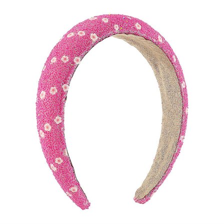 Simulerte krystallhår brede hårbøyler (rose rød)