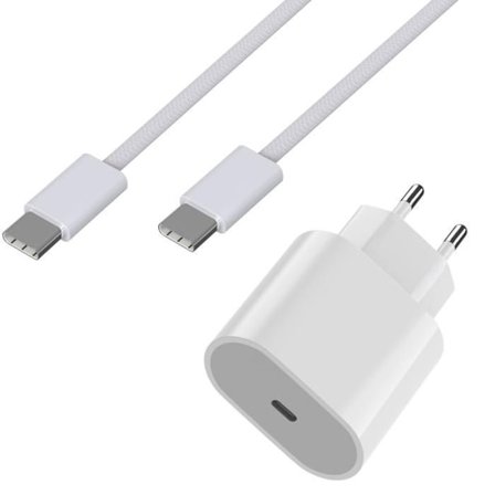 Snabbladdare 20W + USB-C till USB-C kabel 2 meter för iPhone 16 / 16 PLUS / 16 PRO / 16 PRO MAX Phonillico