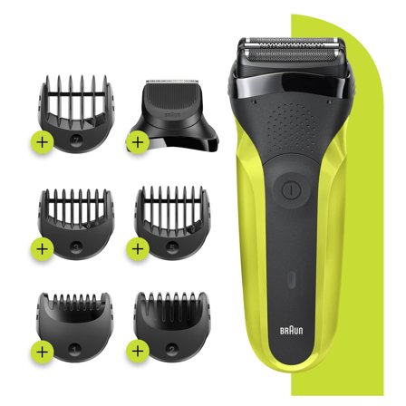Braun Shaver Series 3 300BT Black Inkl. 3-Flex-hode for effektivitet og hudkomfort, ett skjeggtrimmer hode og fem