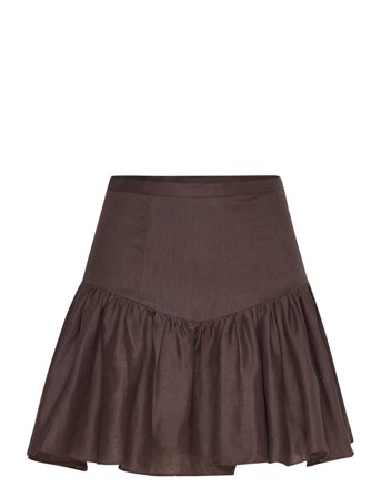 Amorette Linen Mini Skirt Brown Bardot
