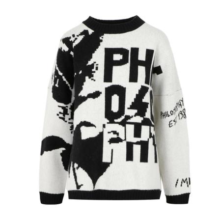 Philosophy di Lorenzo Serafini Round-neck Strik Hvid, Dame Striktrøjer
