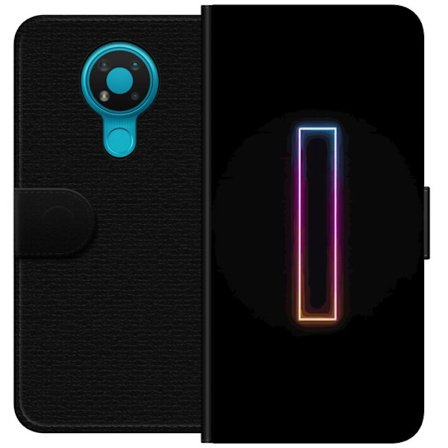 Yhteensopiva Lompakkokotelo Nokia Nokia 3.4 Minimalistinen neonkirjain I sateenkaaren väreissä tummaa taustaa vasten