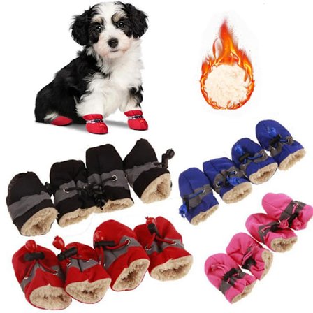 4pcs Waterproof Winter Pet Dog Shoes Anti-slip Rain Snow Boots Footwear Thick Warm For Small Cats Dogs Puppy Dog Socks Booties