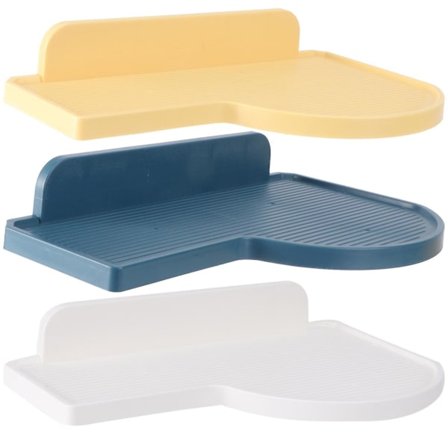 3 stk. Veggmontert Oppbevaringshylle for Husholdningsartikler, Slagfri Selvklebende Veggmontert Hylle, Vegglagring