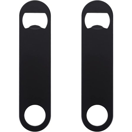 To sorte ølkapselåbnere, flad ølkapselåbner i rustfrit stål