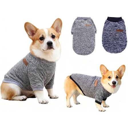 Hundetrøjesæt med 2 - Grå og mørkeblå, varmt fleecetøj til små og mellemstore hunde