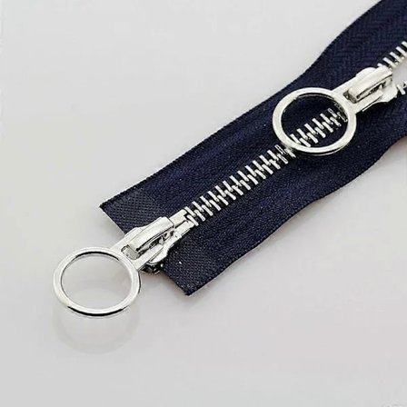 /NN/5# 70/90cm Metal Lynlås Dobbelt Slider Rund Ring Lynlås Til DIY Syning Tøj marineblå navy 90cm