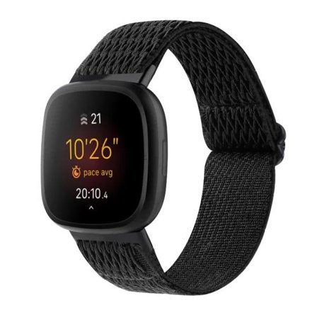 Vævet nylonarmbånd til Fitbit Versa 3/Sense - Armbånd Sort