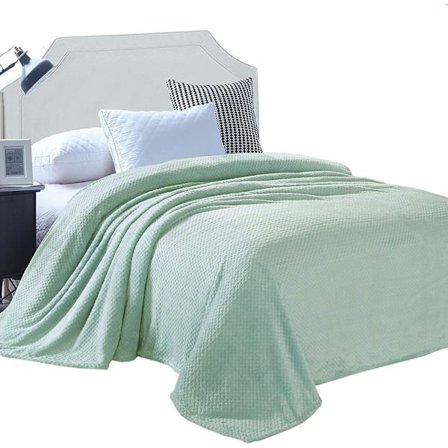 Flanellfilt, 167x228 CM Mjuk Soffa Kast, Våffel Fleece Kast för Soffa, Mintgrön Filt