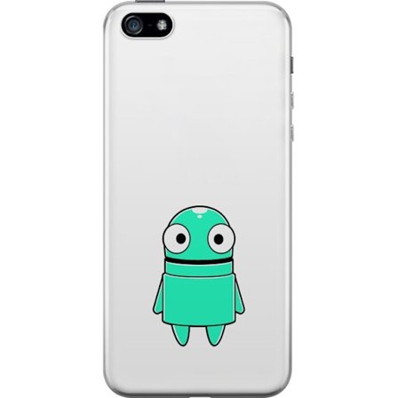 Kompatibel Mobilcover til Apple Apple iPhone 5 Turkis tegneseriefigur med store øjne og en glad personlighed i enkel illustration