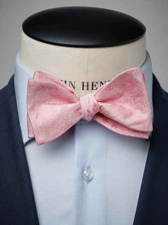 John Henric Men's Pink Bow Tie Formal Size Self-tied