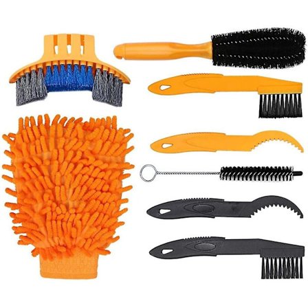 7-delt sykkelverktøysett for rengjøring av ulike modeller, inkludert børste for sykkelkjede, dekk og hjul