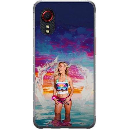 Kompatibel Mobilcover til Samsung Galaxy Xcover 5 Blond kvinde i farverigt strandtøj, der leger i havet ved solnedgang