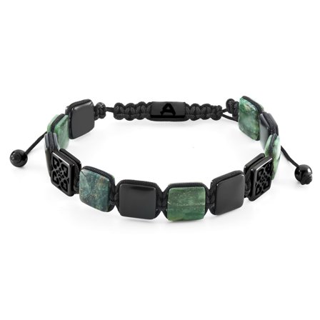Elysian | Pulsera de cuentas planas de ojo de tigre verde y ónix negro para hombres - Pulseras de perlas