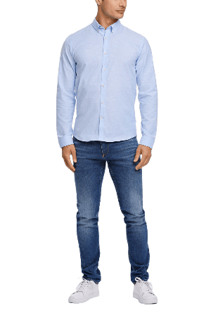 Lindbergh Oxford Superflex Shirt L/S Skjortor Herr Blå L