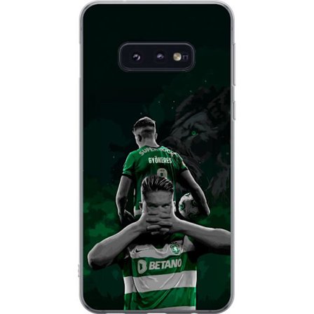 Yhteensopiva Puhelinkuori Samsung Galaxy S10e Neonmotiivi, jossa teksti "Gaming is in my DNA" sinisenä ja punaisena tiiliseinällä, jossa loistava DNA-