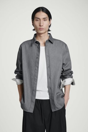 COS Men's Relaxed Denim Overshirt in Grey