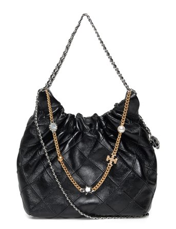 Tory Burch Fleming Distressed Mini Hobo Bag - Black - ONE SIZE