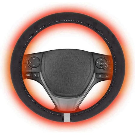 Automatisk Oppvarmet Rattdeksel 12V 15 Tommer Universal Vinter Ratt Varme Håndvarmer Ratt Beskyttelsesdeksel