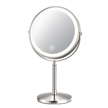 Luxora 8 tommer guld makeup spejl med lys USB opladning 10x forstørrende forfængelighedsspejl baggrundsbelyst justerbart lys stående kosmetisk spejl