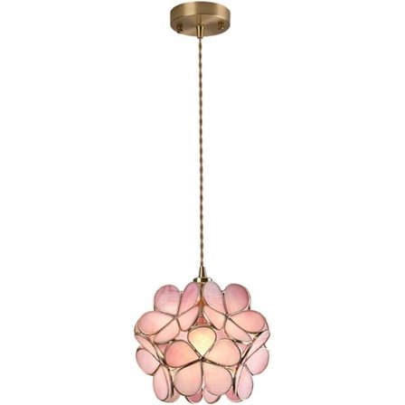 Pohjoismainen terälehtimäinen riippuvalaisin käsinpuhalletusta lasista ja messingistä, yksipäinen E27 kattovalaisin ravintolaan ja lastenhuoneeseen (